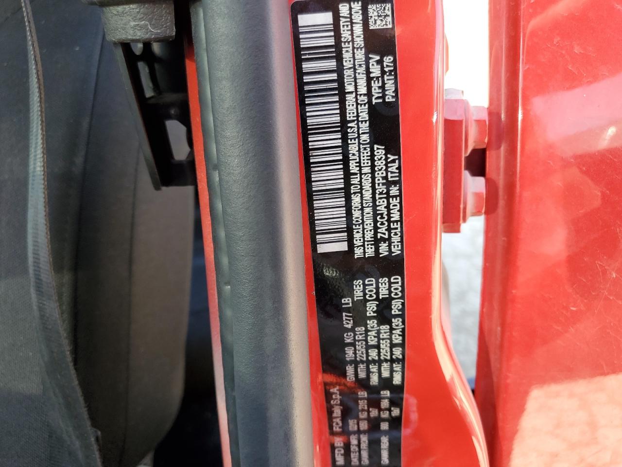 2015 Jeep Renegade Latitude VIN: ZACCJABT3FPB38397 Lot: 53643505