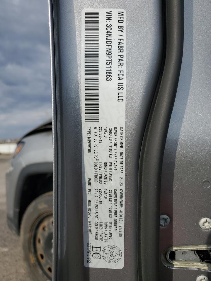 2023 Jeep Compass Latitude Lux VIN: 3C4NJDFN9PT511863 Lot: 51165675