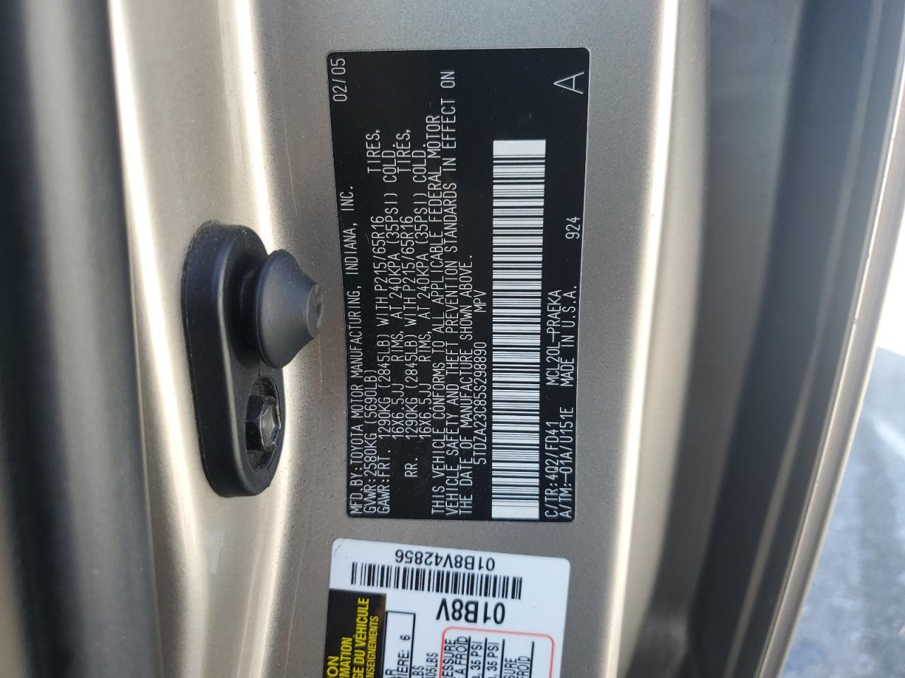 2005 Toyota Sienna Ce VIN: 5TDZA23C85S298890 Lot: 54719435