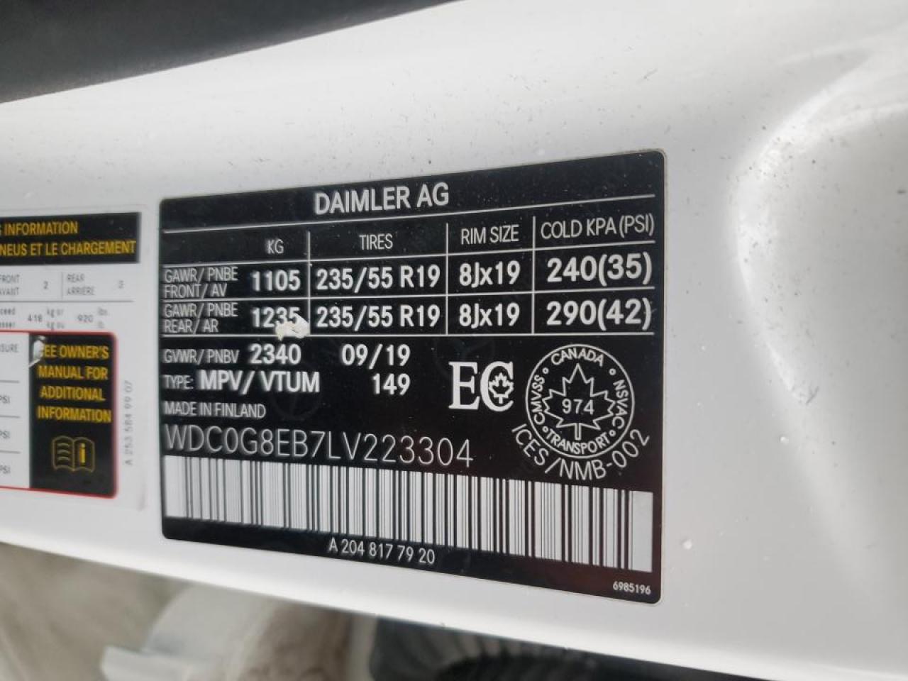 WDC0G8EB7LV223304 2020 Mercedes-Benz Glc 300 4Matic