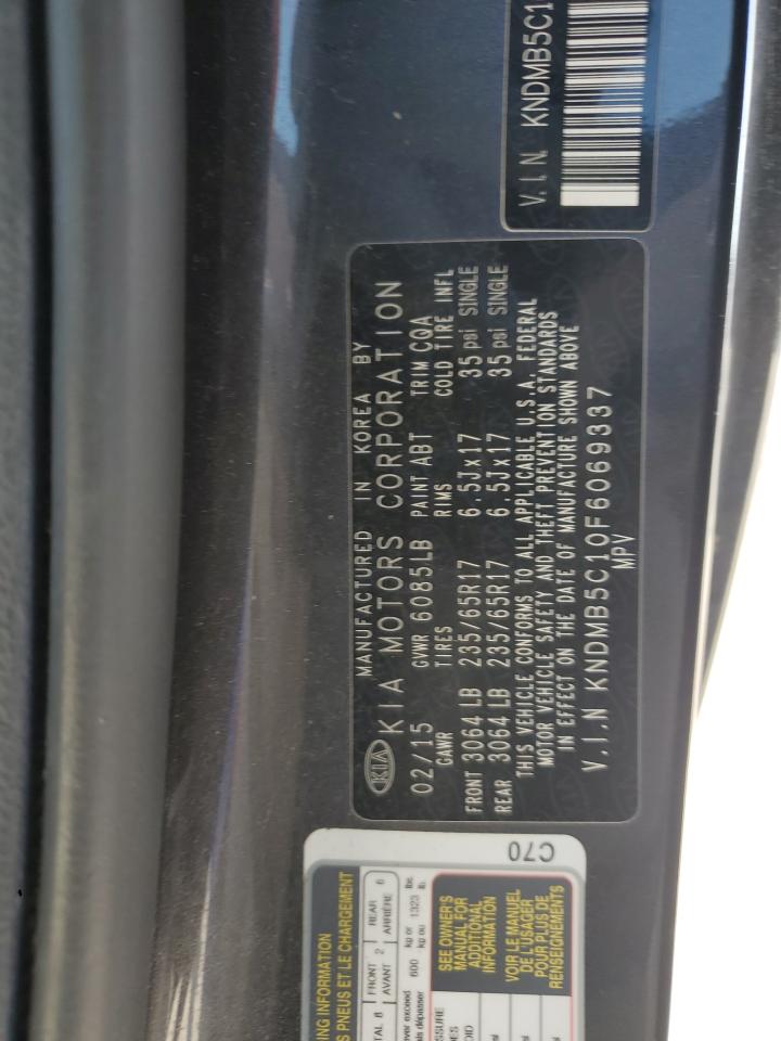 2015 Kia Sedona Lx VIN: KNDMB5C10F6069337 Lot: 52932485