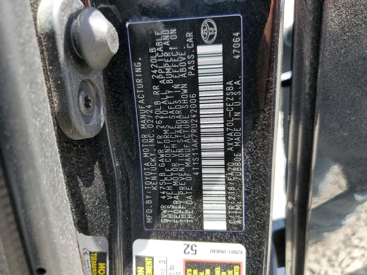 2024 Toyota Camry Se Night Shade VIN: 4T1S11AK7RU242006 Lot: 55174965
