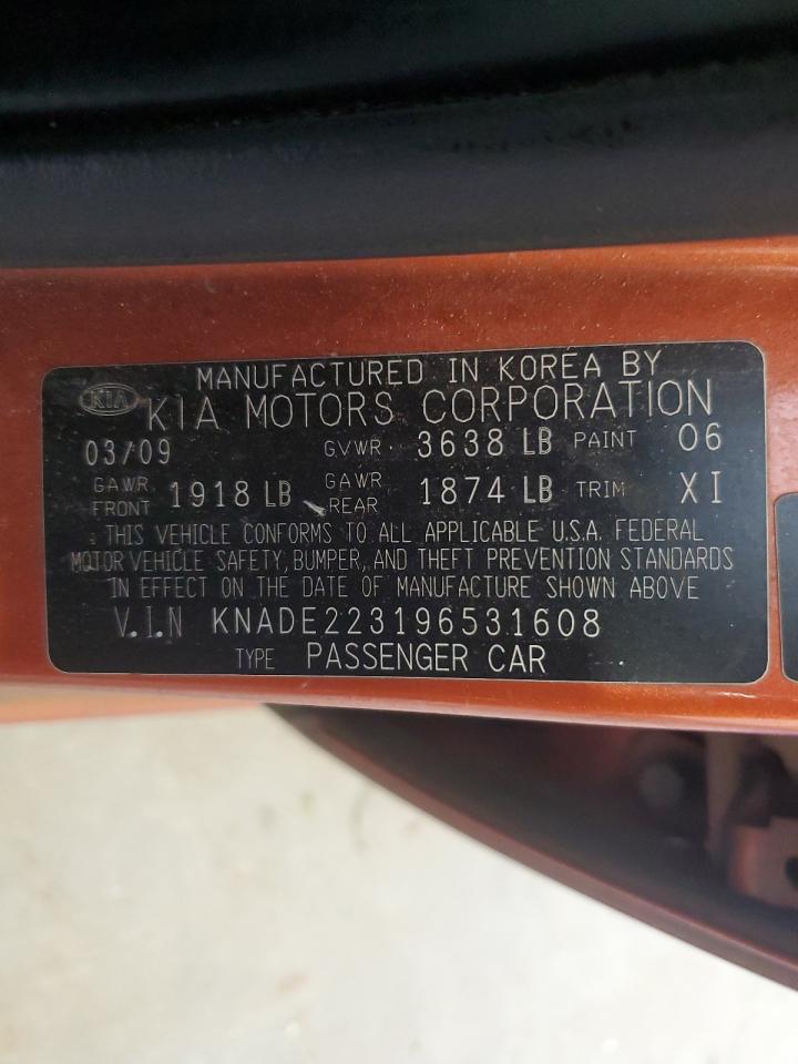 2009 Kia Rio Base VIN: KNADE223196531608 Lot: 51566915