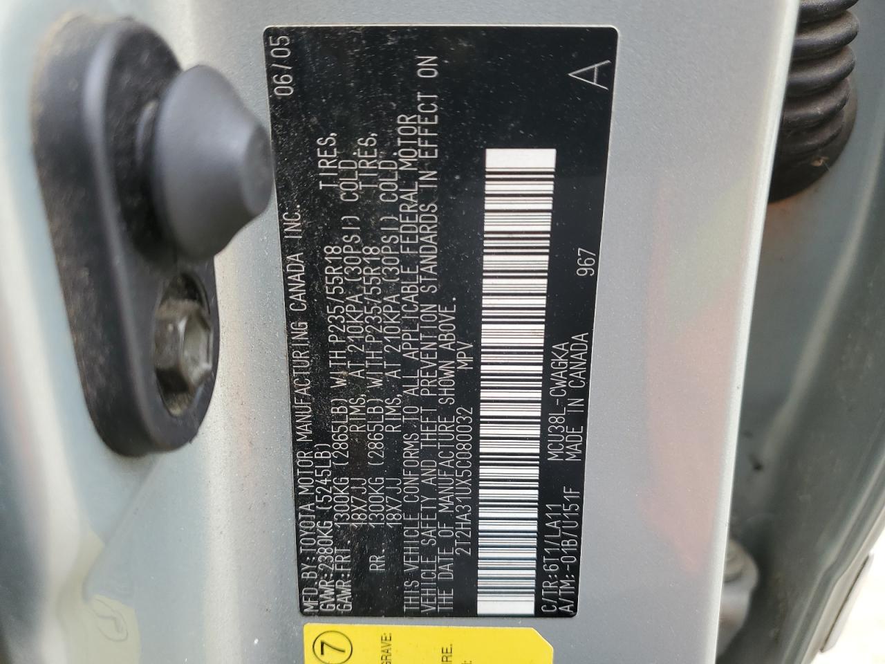 2005 Lexus Rx 330 VIN: 2T2HA31UX5C080032 Lot: 54609655