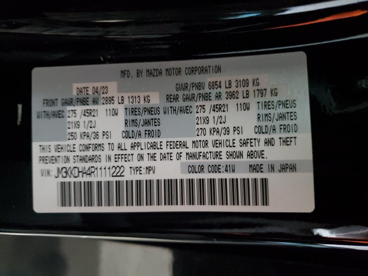2024 Mazda Cx-90 Premium VIN: JM3KKDHA4R1111222 Lot: 53886275
