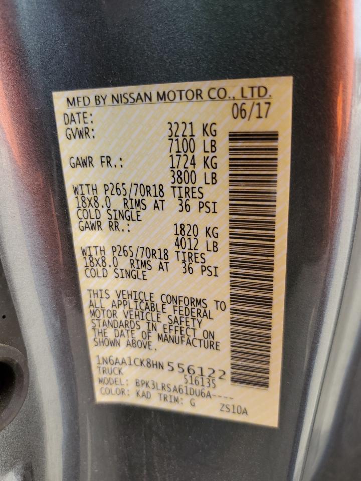 2017 Nissan Titan S VIN: 1N6AA1CK8HN556122 Lot: 53803305
