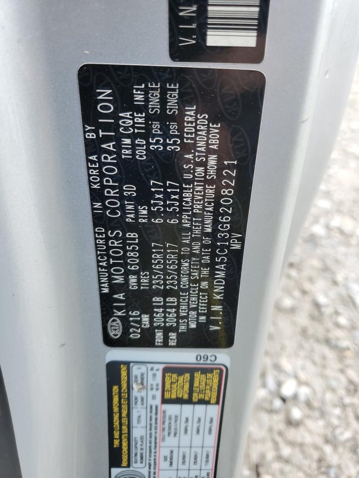 2016 Kia Sedona L VIN: KNDMA5C13G6208221 Lot: 52132915