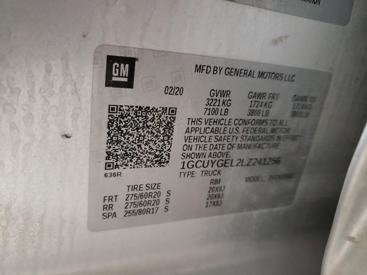 1gcuygel2lz241256 1GCUYGEL2LZ241256 2020 Chevrolet Silverado K1500 Ltz