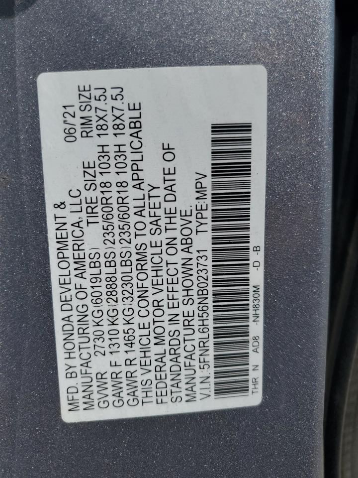 2022 Honda Odyssey Ex VIN: 5FNRL6H56NB023731 Lot: 54346985