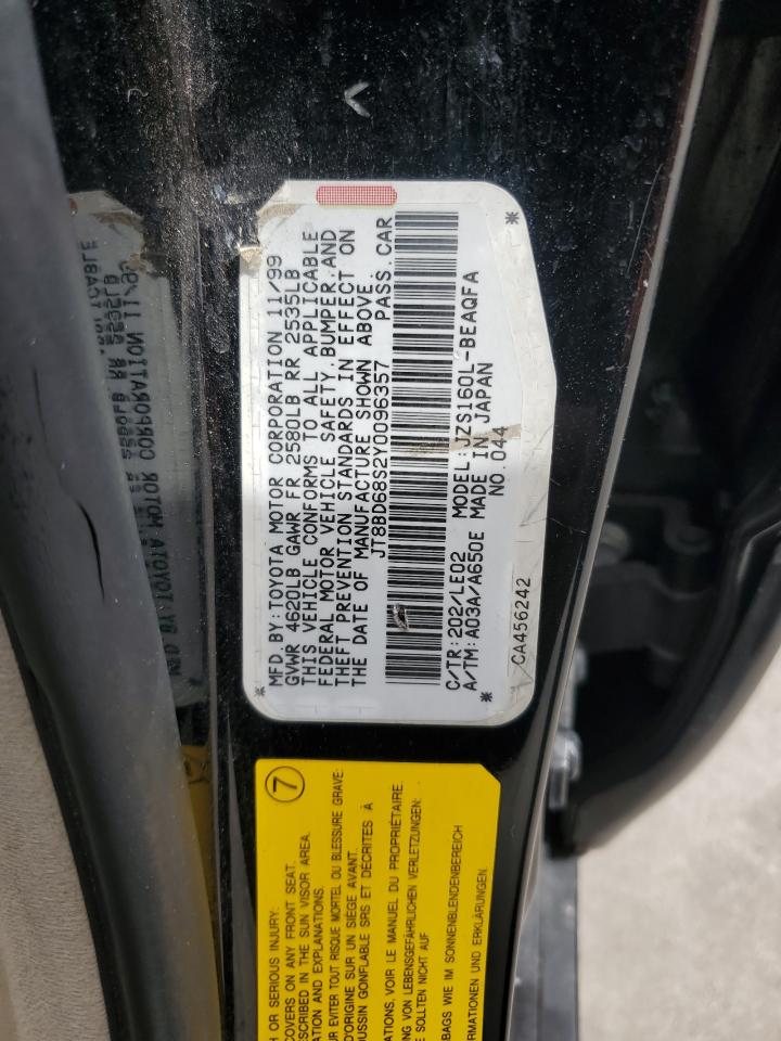 2000 Lexus Gs 300 VIN: JT8BD68S2Y0096357 Lot: 52043115