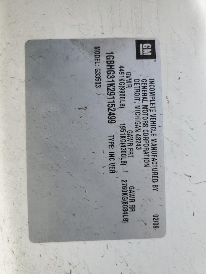 2009 Chevrolet Express G3500 VIN: 1GBHG31K291152499 Lot: 53362495