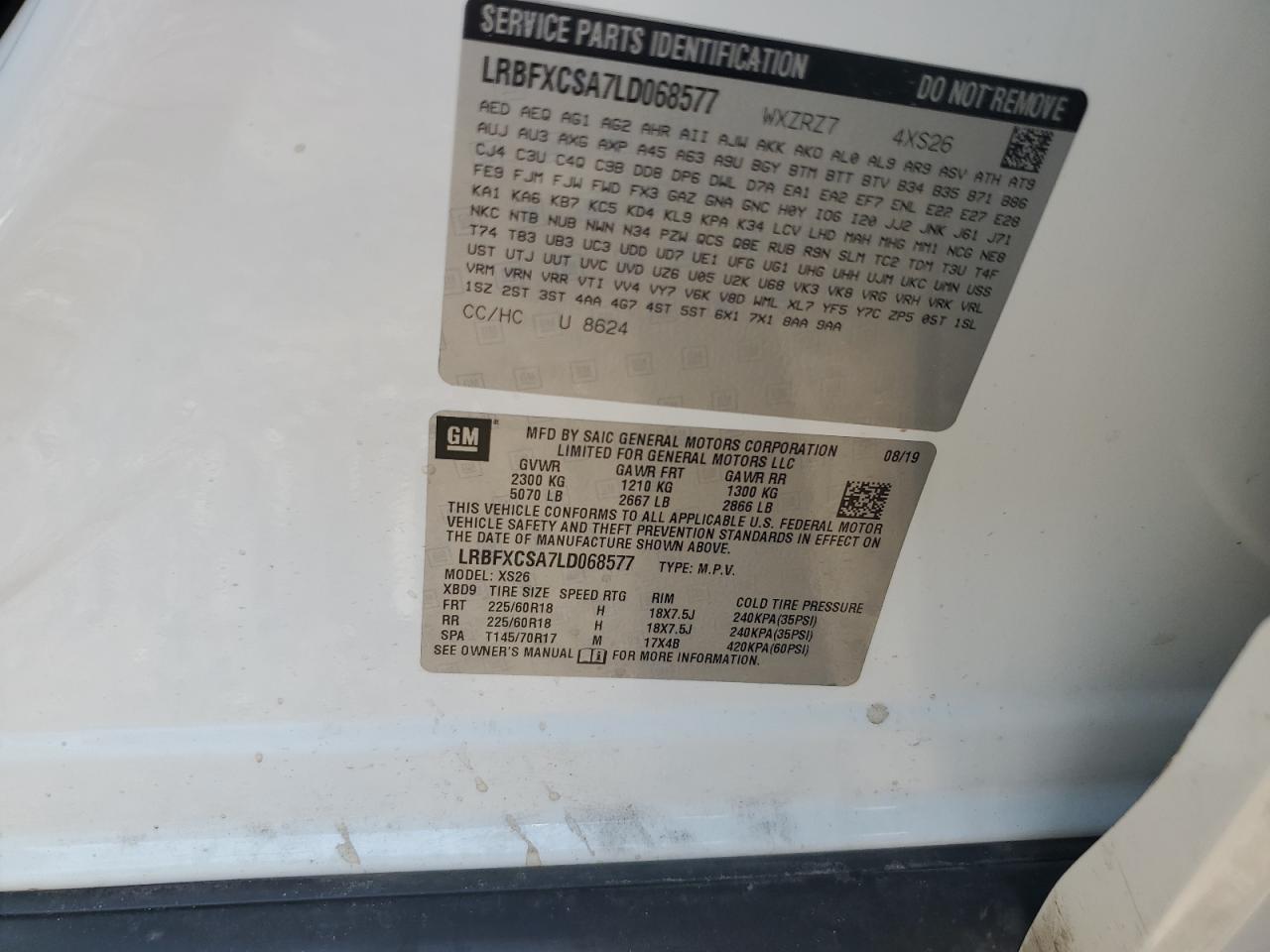 2020 Buick Envision Essence VIN: LRBFXCSA7LD068577 Lot: 52450065
