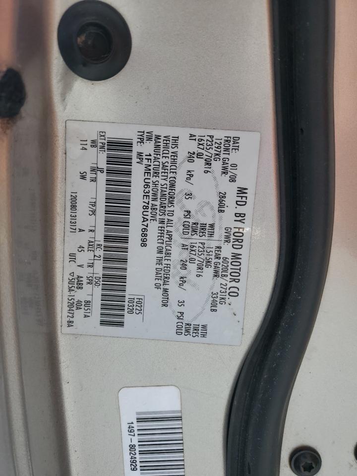 2008 Ford Explorer Xlt VIN: 1FMEU63E78UA76898 Lot: 51746525