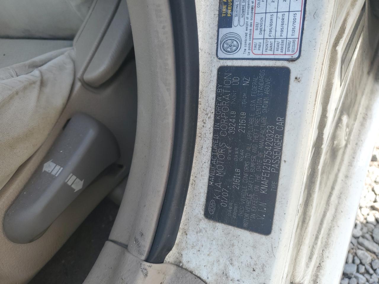 2007 Kia Spectra Ex VIN: KNAFE121575420323 Lot: 55063955