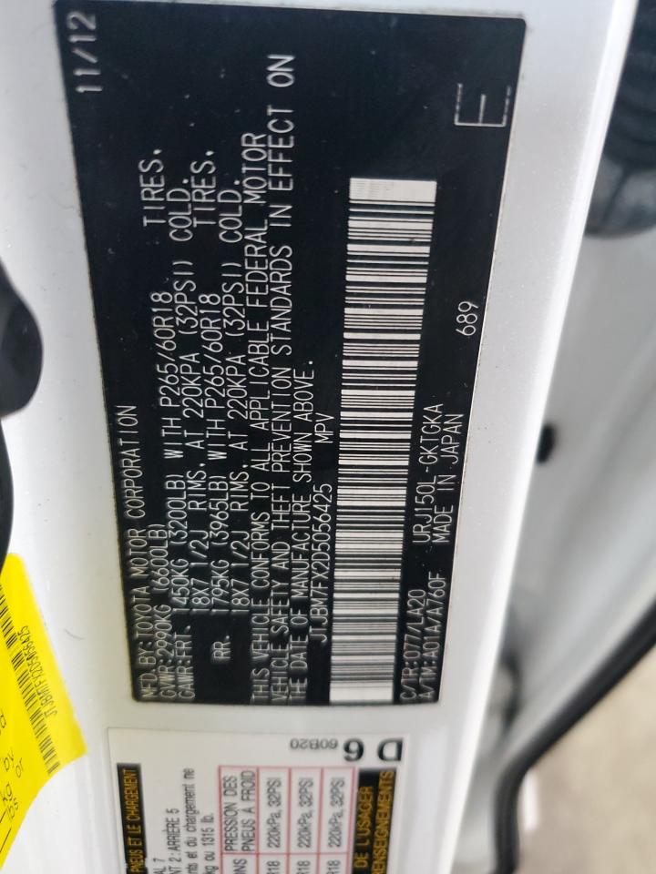 2013 Lexus Gx 460 VIN: JTJBM7FX2D5056425 Lot: 54506155