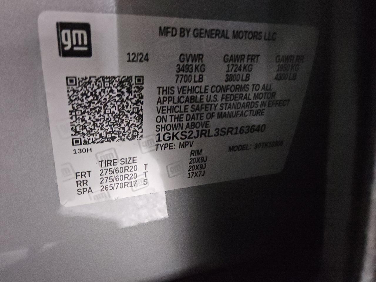 1gks2jrl3sr163640 1GKS2JRL3SR163640 2025 GMC Yukon Xl Denali