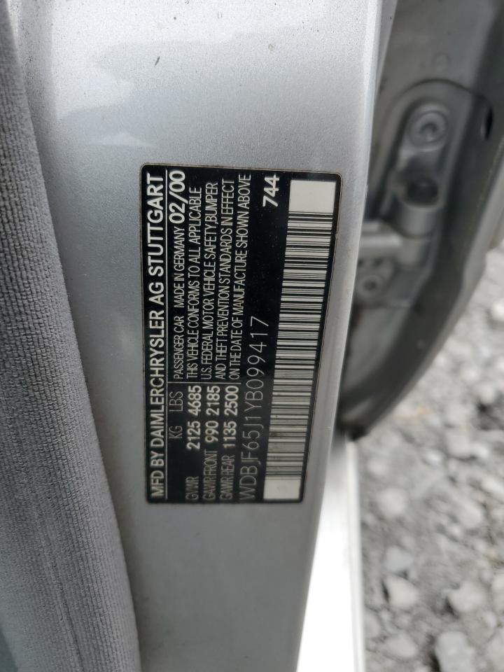 2000 Mercedes-Benz E 320 VIN: WDBJF65J1YB099417 Lot: 54656915