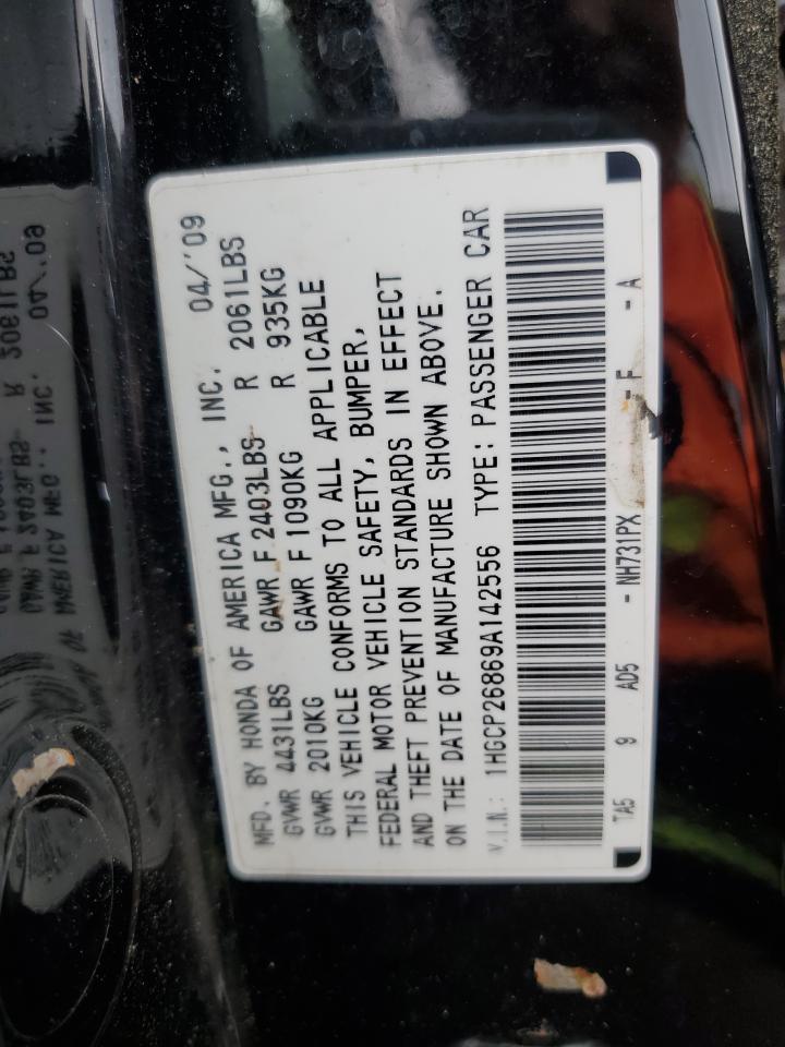 2009 Honda Accord VIN: 18TCP26869A142556 Lot: 54094135