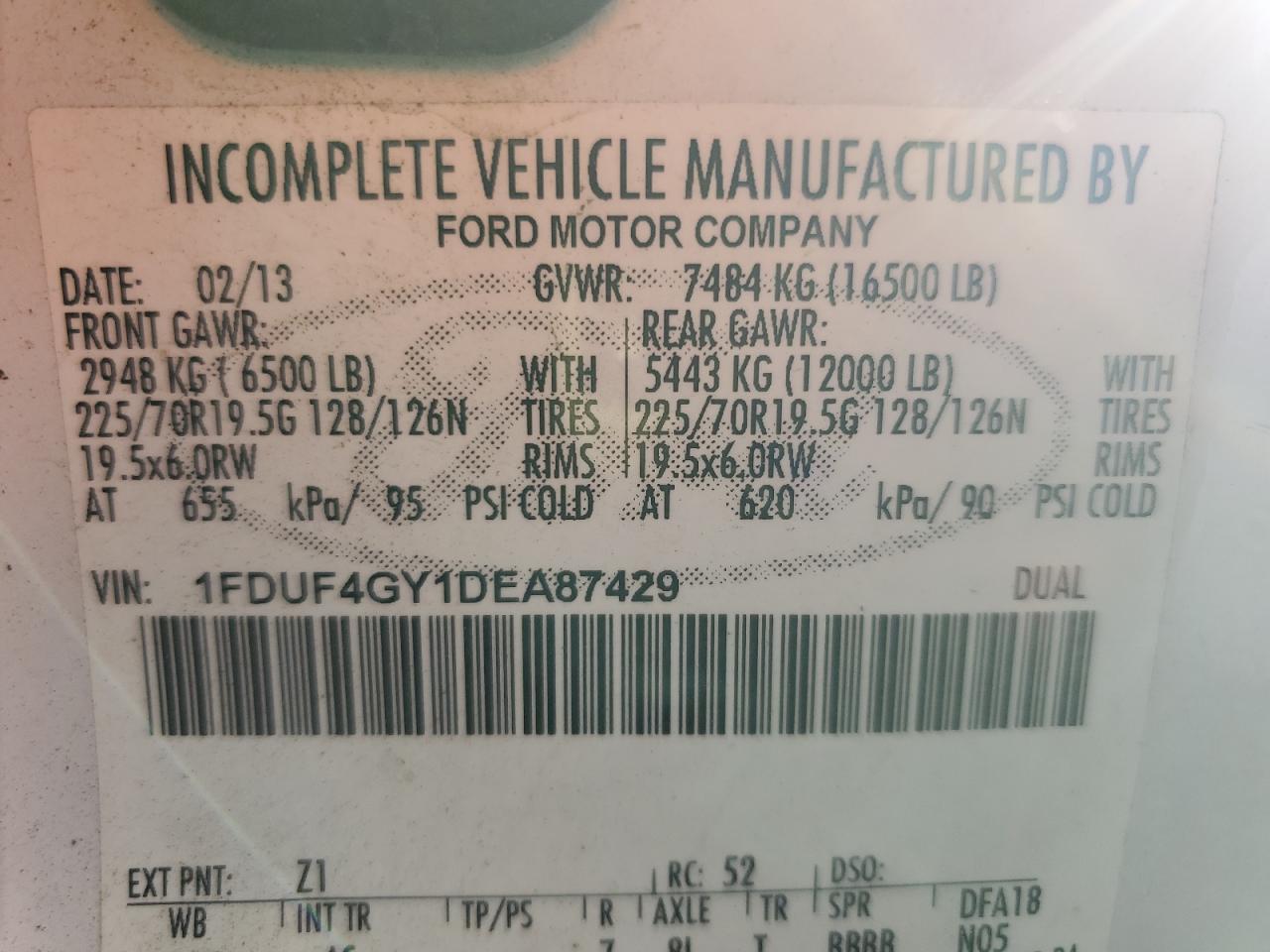 2013 Ford F450 Super Duty Bucket Truck VIN: 1FDUF4GY1DEA87429 Lot: 51272405