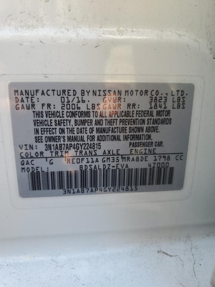2016 Nissan Sentra S VIN: 3N1AB7AP4GY224815 Lot: 54759315