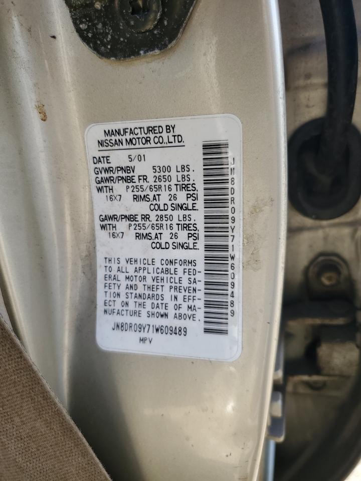 2001 Nissan Pathfinder Le VIN: JN8DR09Y71W609489 Lot: 53939985