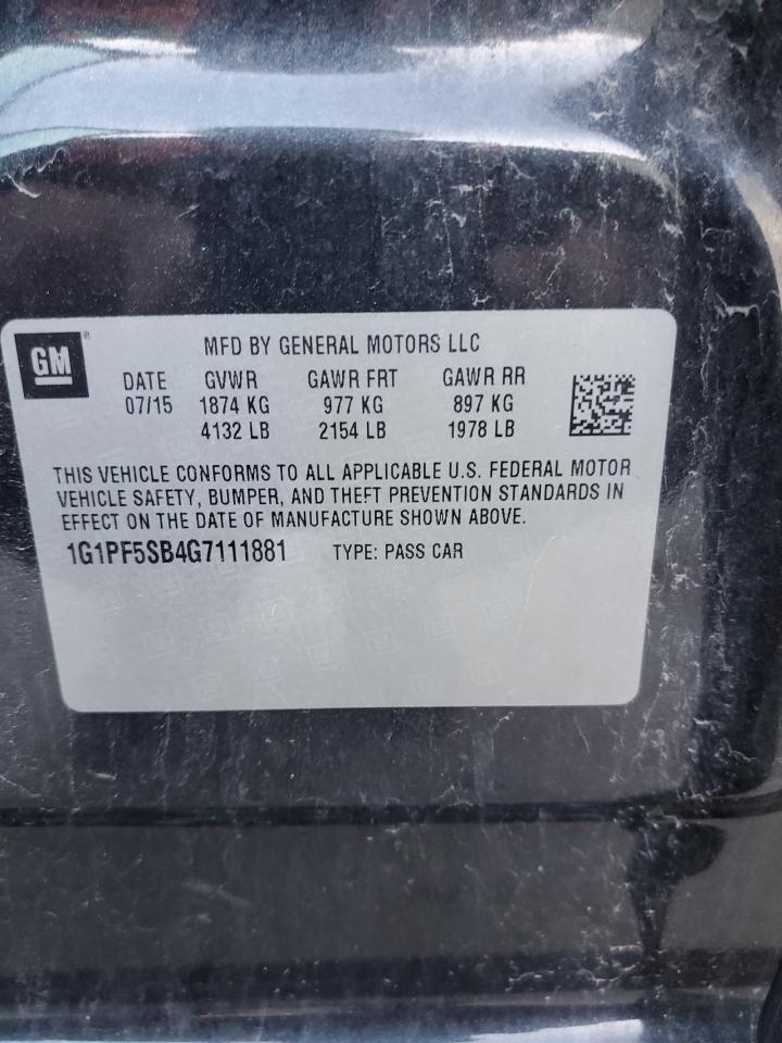 2016 Chevrolet Cruze Limited Lt VIN: 1G1PF5SB4G7111881 Lot: 53091065