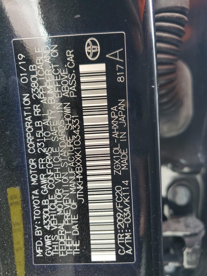 2019 Toyota C-Hr Xle VIN: JTNKHMBXXK1034331 Lot: 54201015