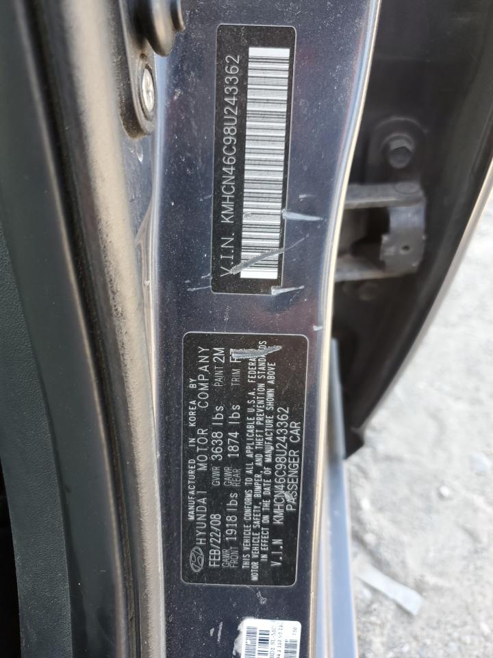 2008 Hyundai Accent Gls VIN: KMHCN46C98U243362 Lot: 53572565