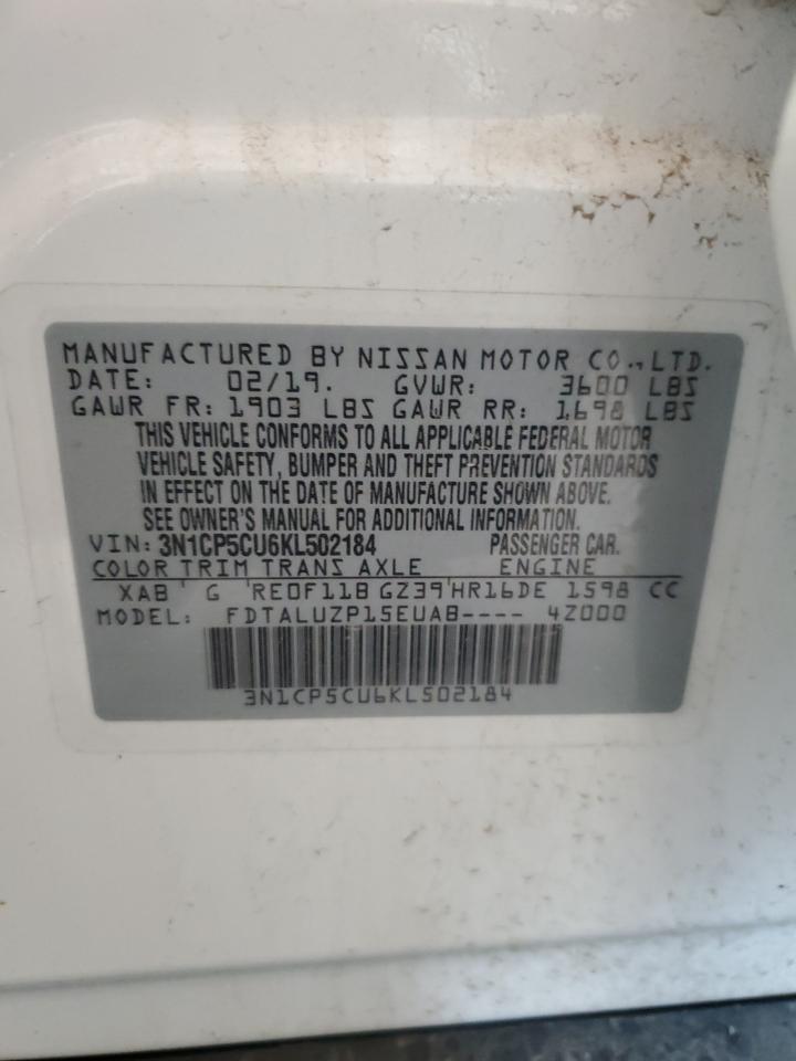 2019 Nissan Kicks S VIN: 3N1CP5CU6KL502184 Lot: 54822945