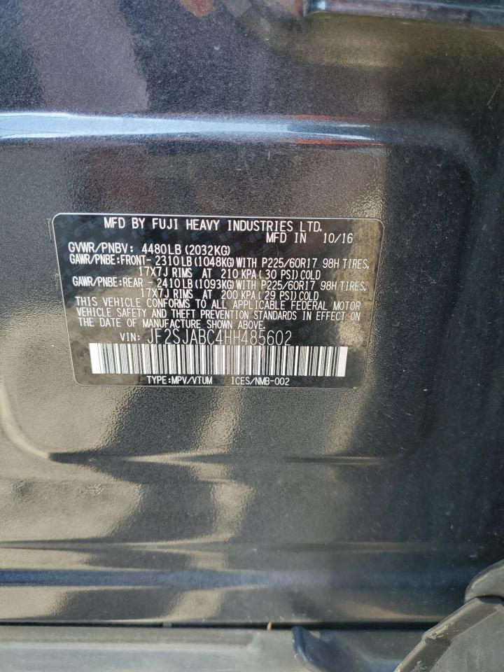 2017 Subaru Forester 2.5I VIN: JF2SJABC4HH485602 Lot: 53646155