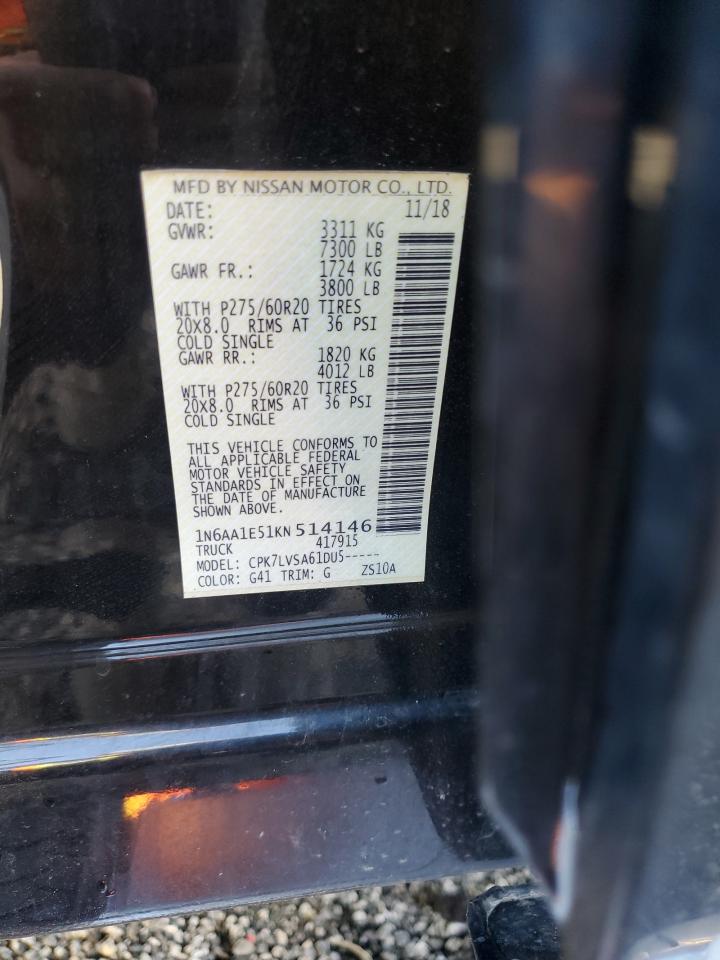 2019 Nissan Titan Sv VIN: 1N6AA1E51KN514146 Lot: 52522595