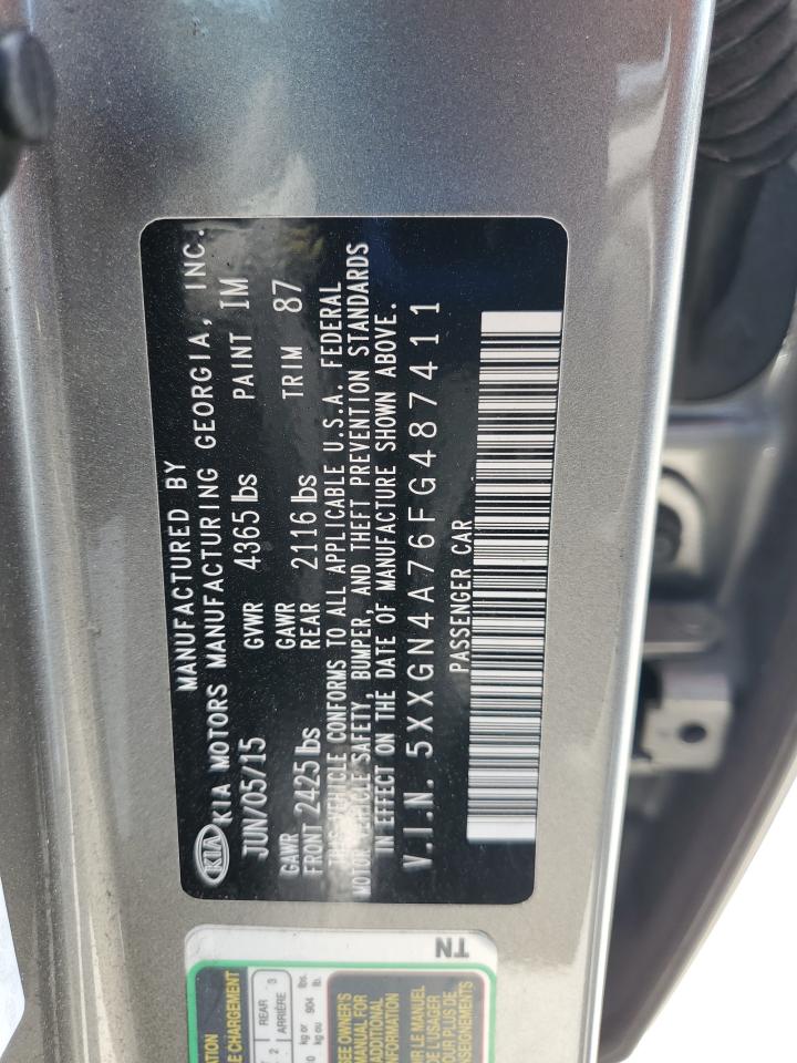 2015 Kia Optima Ex VIN: 5XXGN4A76FG487411 Lot: 55029195