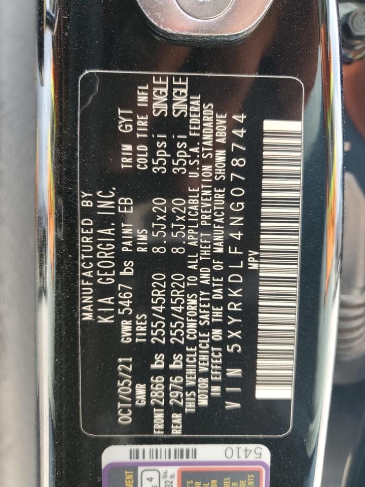 2022 Kia Sorento Sx VIN: 5XYRKDLF4NG078744 Lot: 55045245