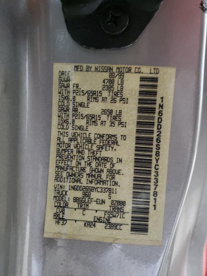 2000 Nissan Frontier King Cab Xe VIN: 1N6DD26S8YC337811 Lot: 54775915