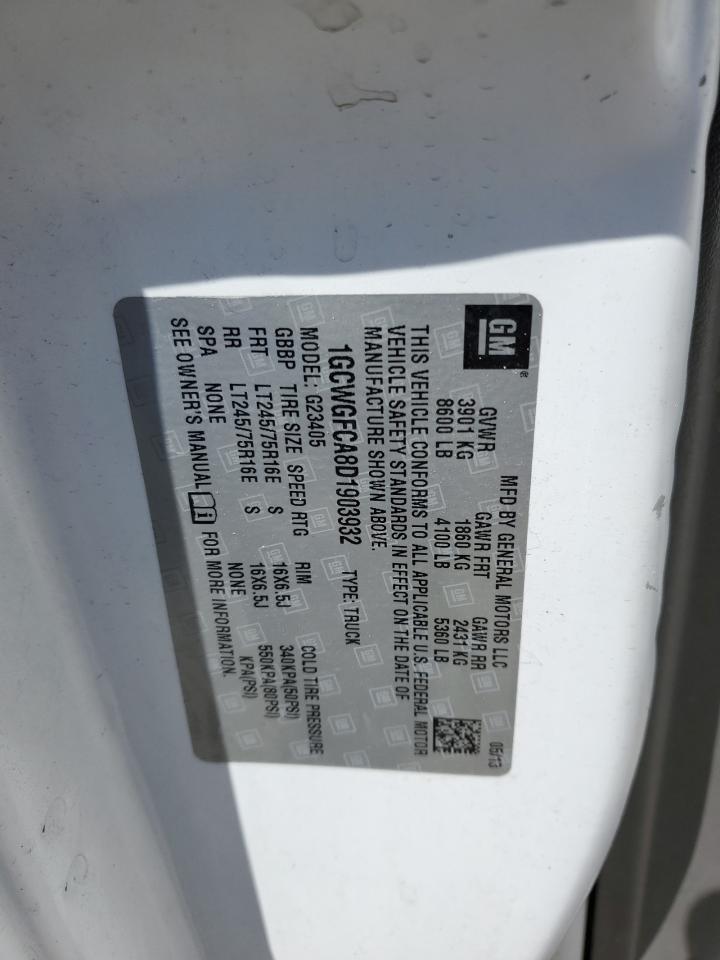 2013 Chevrolet Express G2500 VIN: 1GCWGFCA8D1903932 Lot: 52378445