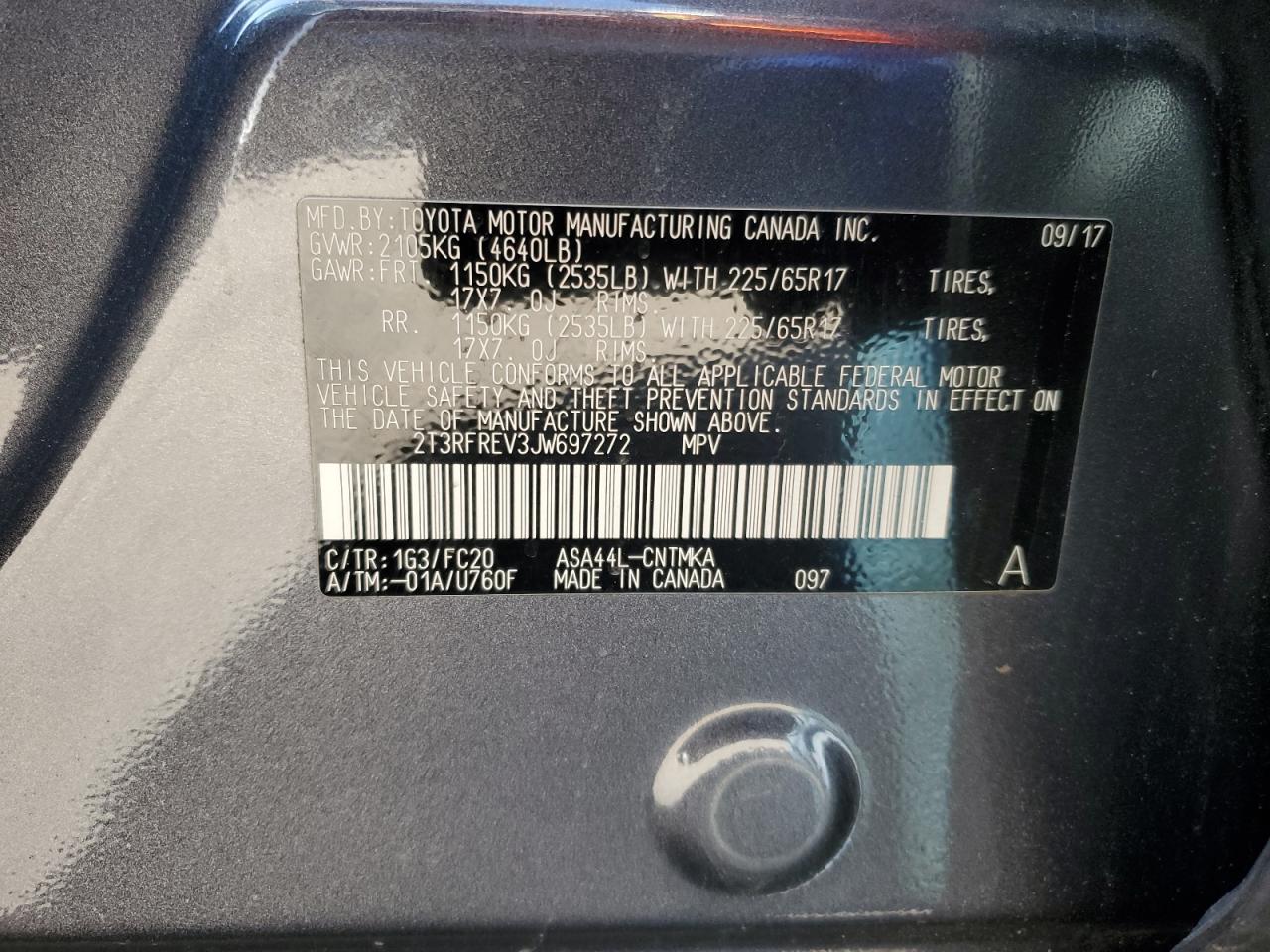 2018 Toyota Rav4 Adventure VIN: 2T3RFREV3JW697272 Lot: 55341655