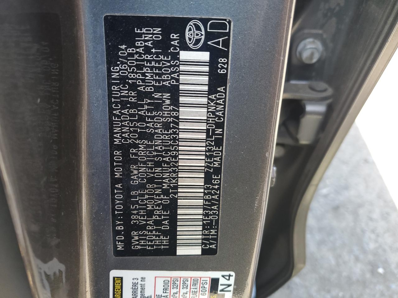 2005 Toyota Corolla Matrix Xr VIN: 2T1KR32E95C337787 Lot: 55226955