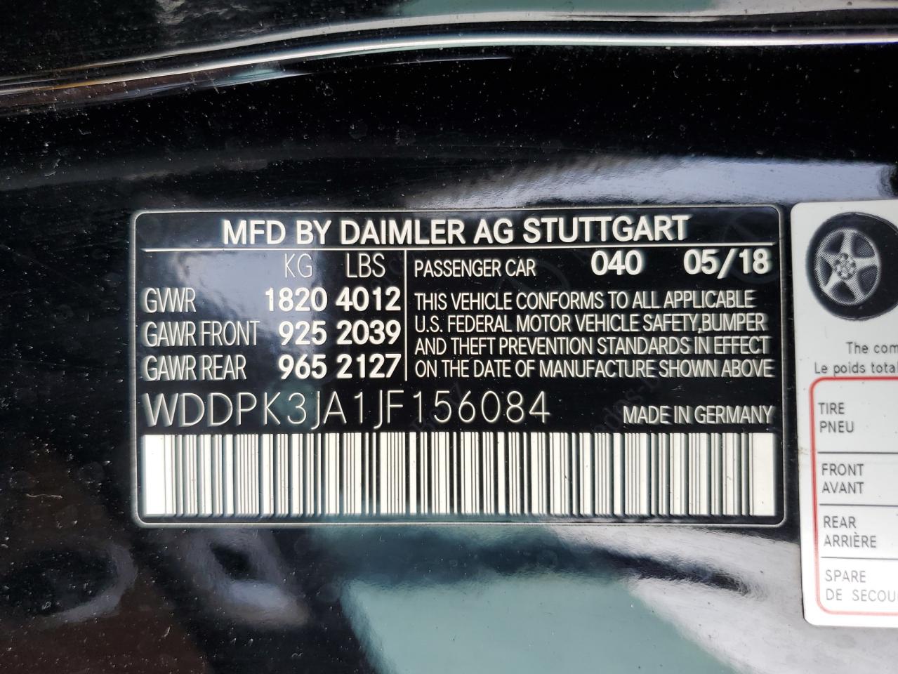 2018 Mercedes-Benz Slc 300 VIN: WDDPK3JA1JF156084 Lot: 54167855