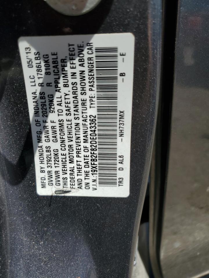 2013 Honda Civic Ex VIN: 19XFB2F82DE043362 Lot: 64505425