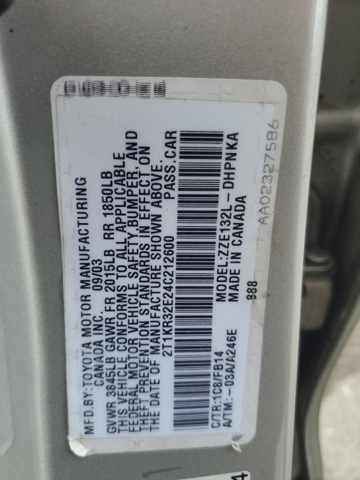 2004 Toyota Corolla Matrix Xr VIN: 2T1KR32E24C212600 Lot: 51384075