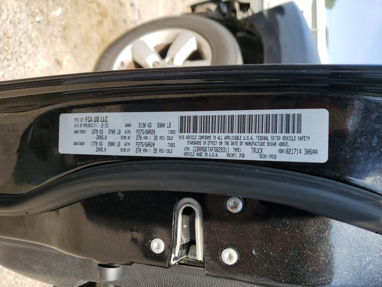 2015 Ram 1500 St VIN: 1C6RR6KTXFS629311 Lot: 53169345