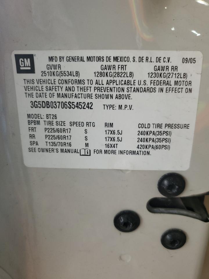 2006 Buick Rendezvous Cx VIN: 3G5DB03706S545242 Lot: 52292555