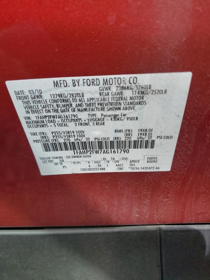 2010 Ford Taurus Limited VIN: 1FAHP2FW7AG161790 Lot: 53970125