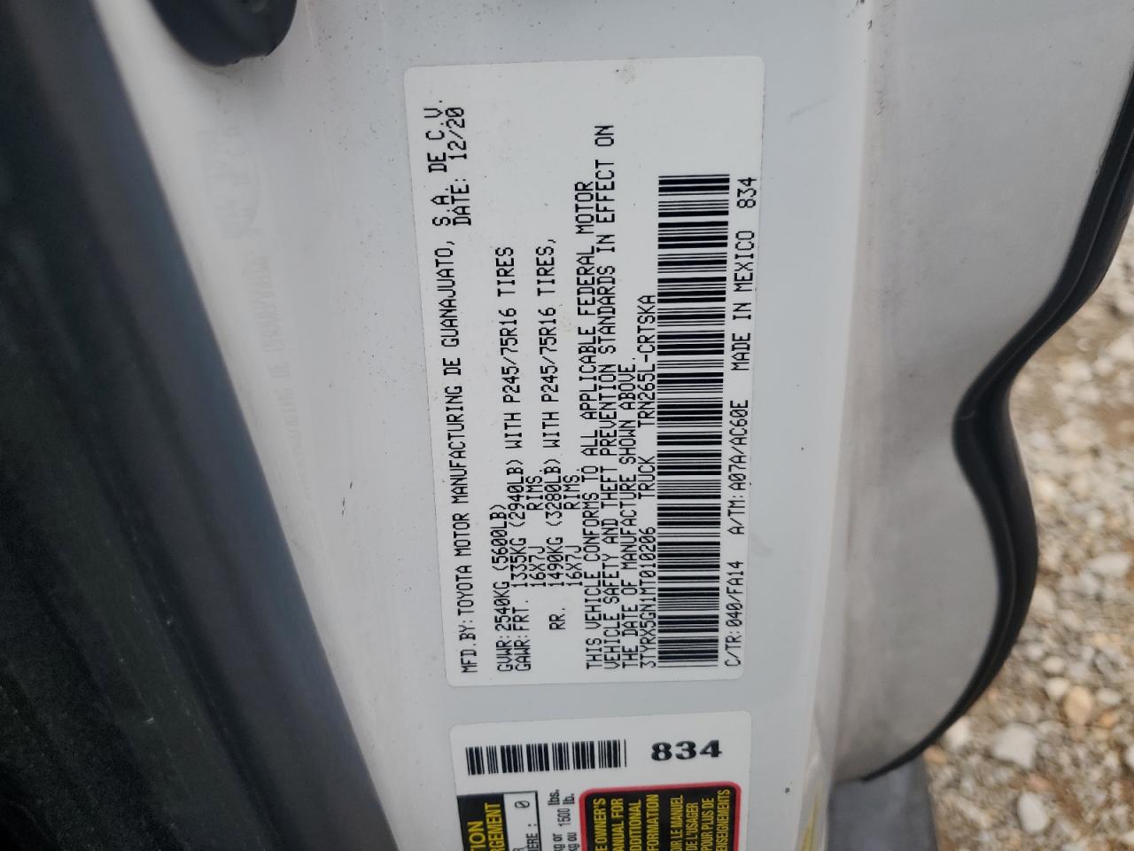 2021 Toyota Tacoma Access Cab VIN: 3TYRX5GN1MT010206 Lot: 54848065