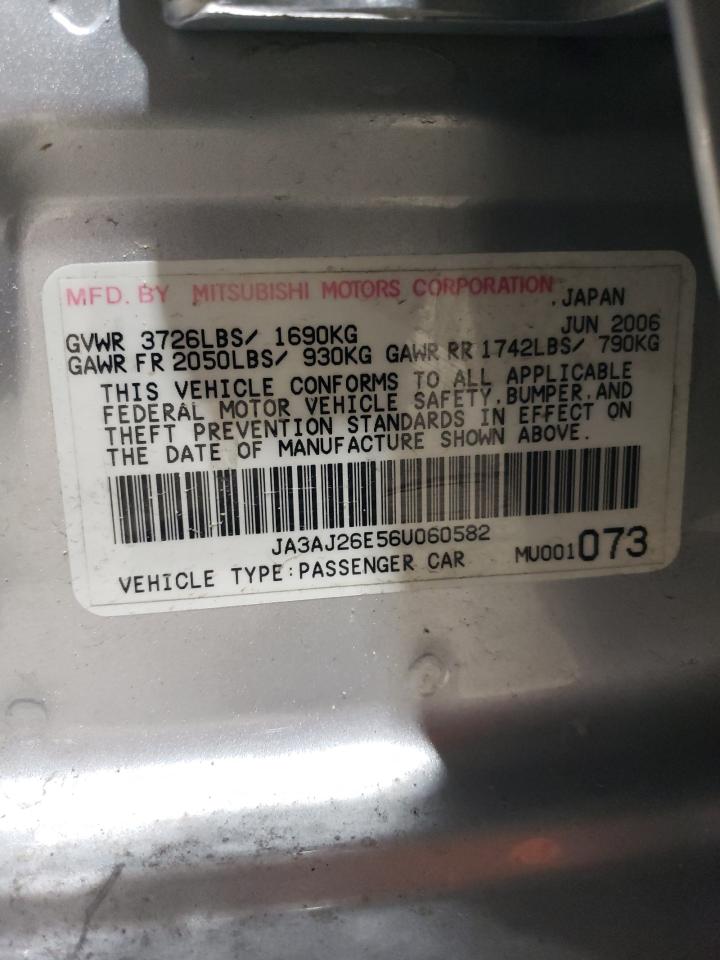 2006 Mitsubishi Lancer Es VIN: JA3AJ26E56U060582 Lot: 52858905