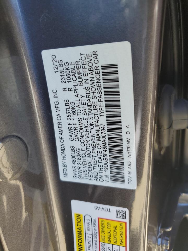 2021 Acura Tlx Technology VIN: 19UUB5F48MA007847 Lot: 51637005