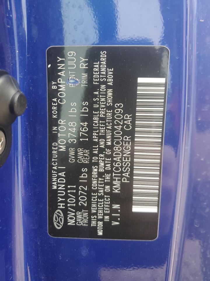 2012 Hyundai Veloster VIN: KMHTC6AD8CU042093 Lot: 54057165