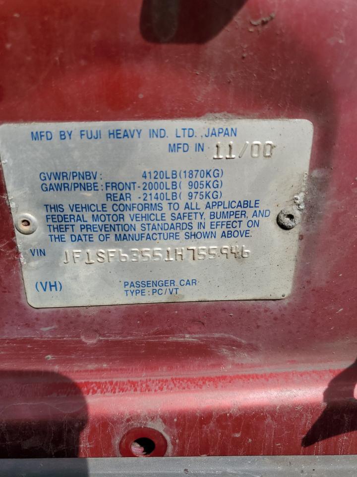 2001 Subaru Forester L VIN: JF1SF63551H755946 Lot: 55270965