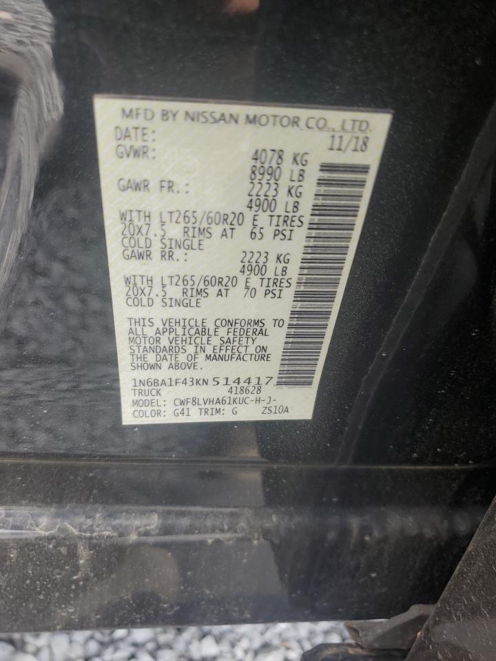 2019 Nissan Titan Xd Sl VIN: 1N6BA1F43KN514417 Lot: 54956015