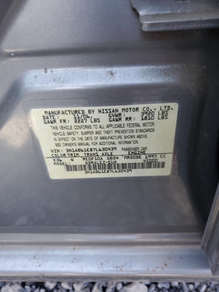 2007 Nissan Sentra 2.0 VIN: 3N1AB61E87L630439 Lot: 52330545